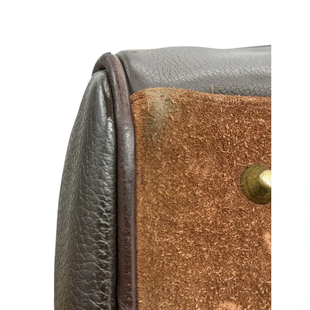 Marlboro Vintage Bag Leather Suede Grit Weekender Duffel Bag Brown Large Travel